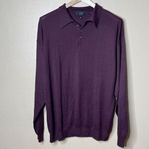Raffi Linea Uomo Sweater Mens XL Purple Collared Polo Knitted Pullover Preppy
